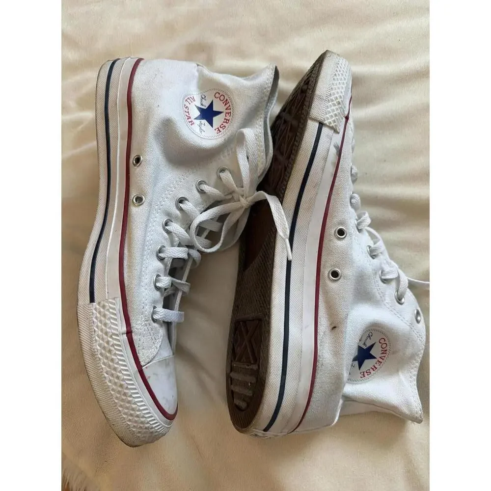 White Converse Hi-tops Men Size 11, Wom Size 13 - Picture 3 of 6